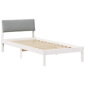 Estructura de cama con cabecera y gris claro 90 x 190 cm H