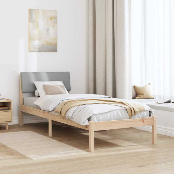 Estructura de cama con cabecera Marrón y gris claro 75 x 190 cm M 4