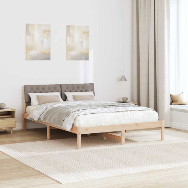 Estructura de cama con cabecera Marrón y taupe 140 x 200 cm M 4