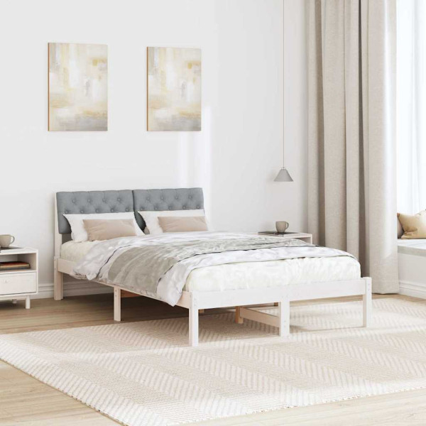 Estructura de cama con cabecera y gris claro 120 x 200 cm M 4