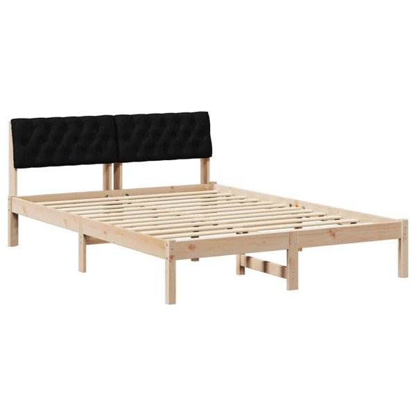 Estructura de cama con cabecera Marrón y negro 140 x 190 cm M 2