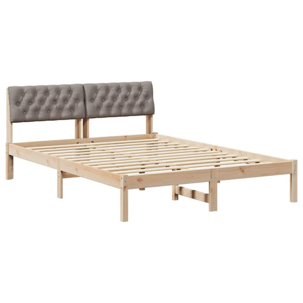 Estructura de cama con cabecera Marrón y taupe 135 x 190 cm M 2