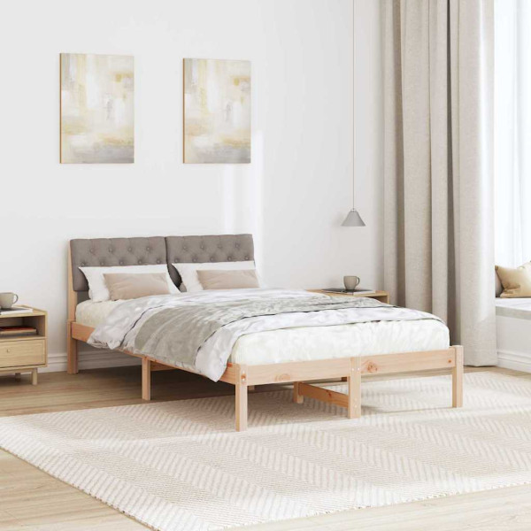 Estructura de cama con cabecera Marrón y taupe 120 x 190 cm M 4