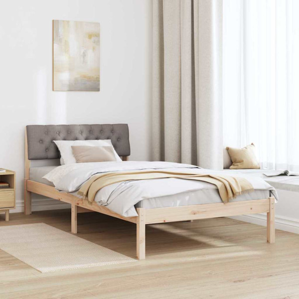 Estructura de cama con cabecera Marrón y taupe 100 x 200 cm M 4