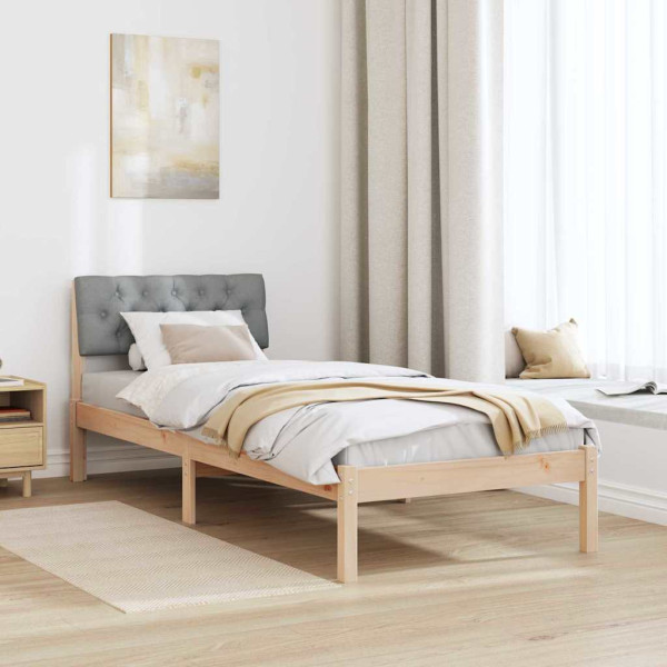 Estructura de cama con cabecera Marrón y gris claro 80 x 200 cm M 4