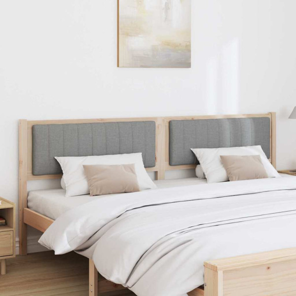 Cabecero tapizado Marrón 200 cm Madera de Pino Sólido y Tela M 3
