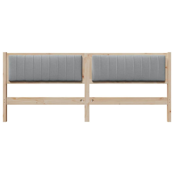 Cabecero tapizado Marrón 200 cm Madera de Pino Sólido y Tela M 4