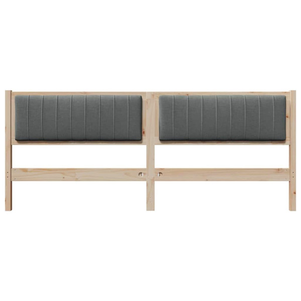 Cabecero tapizado Marrón 200 cm Madera de Pino Sólido y Tela M 4