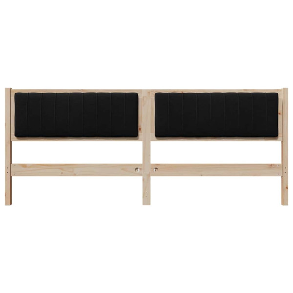 Cabecero tapizado Marrón 200 cm Madera de Pino Sólido y Tela M 4