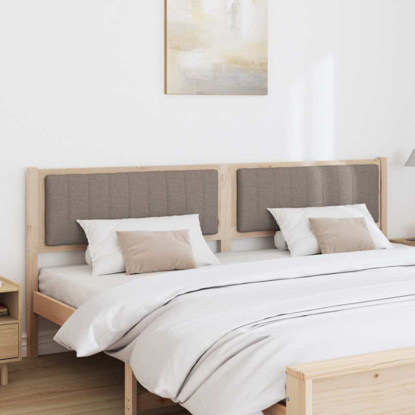Cabecero tapizado Marrón 200 cm Madera de Pino Sólido y Tela M 3