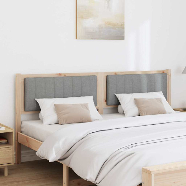 Cabecero tapizado Marrón 180 cm Madera de Pino Sólido y Tela M 3