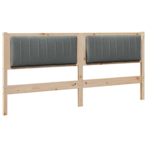 Cabecero tapizado Marrón 180 cm Madera de Pino Sólido y Tela H
