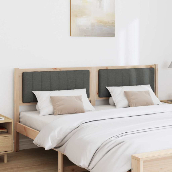 Cabecero tapizado Marrón 180 cm Madera de Pino Sólido y Tela M 3