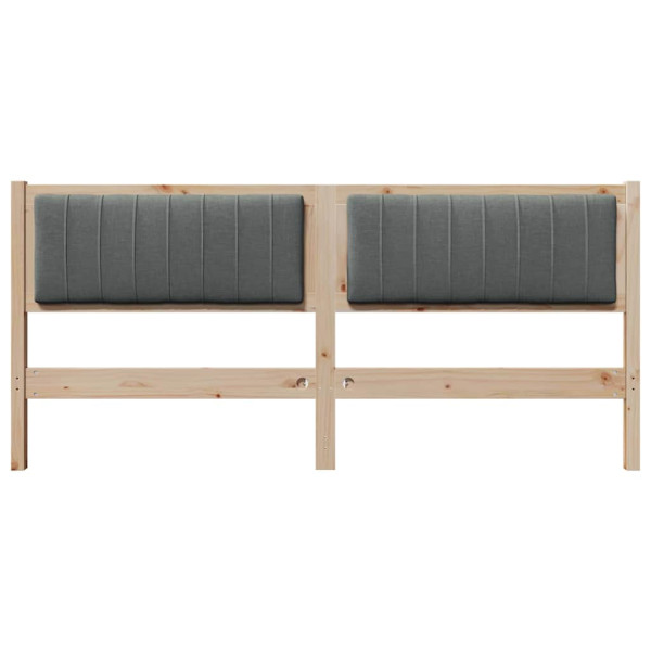 Cabecero tapizado Marrón 180 cm Madera de Pino Sólido y Tela M 4