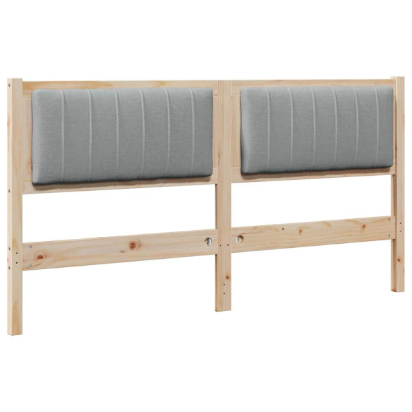 Cabecero tapizado Marrón 160 cm Madera de Pino Sólido y Tela M 2