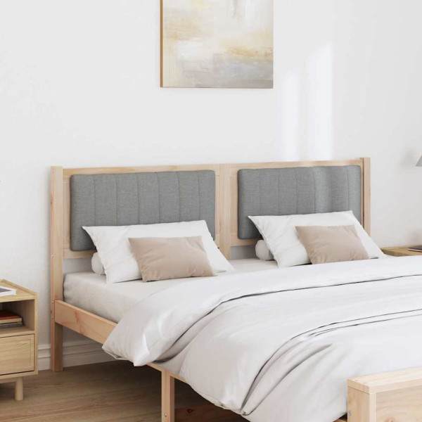 Cabecero tapizado Marrón 160 cm Madera de Pino Sólido y Tela M 3