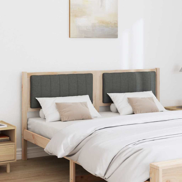 Cabecero tapizado Marrón 160 cm Madera de Pino Sólido y Tela M 3