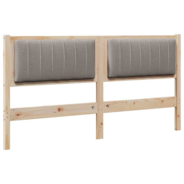 Cabecero tapizado Marrón 160 cm Madera de Pino Sólido y Tela M 2