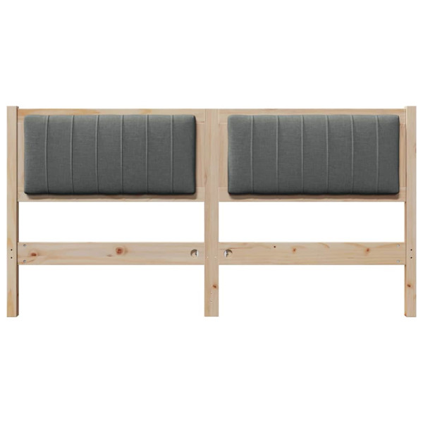 Cabecero tapizado Marrón 150 cm Madera de Pino Sólido y Tela M 4