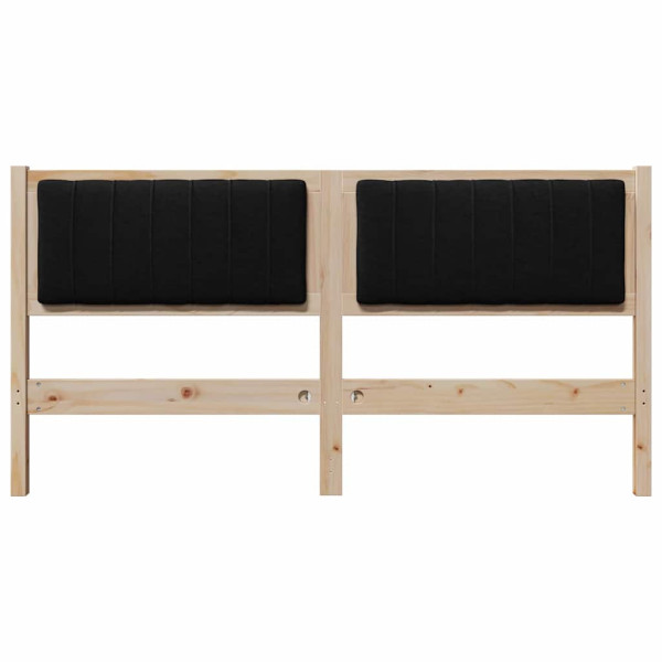 Cabecero tapizado Marrón 150 cm Madera de Pino Sólido y Tela M 4