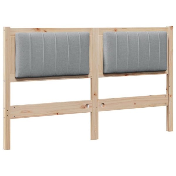 Cabecero tapizado Marrón 140 cm Madera de Pino Sólido y Tela M 2