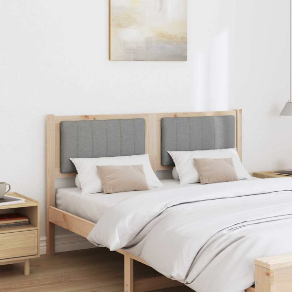 Cabecero tapizado Marrón 140 cm Madera de Pino Sólido y Tela M 3