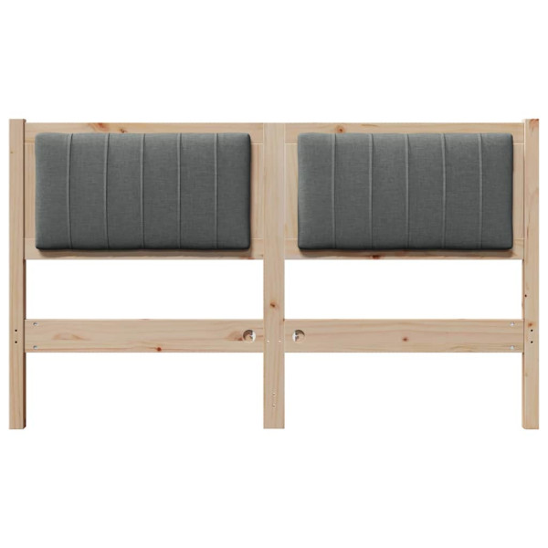 Cabecero tapizado Marrón 140 cm Madera de Pino Sólido y Tela M 4