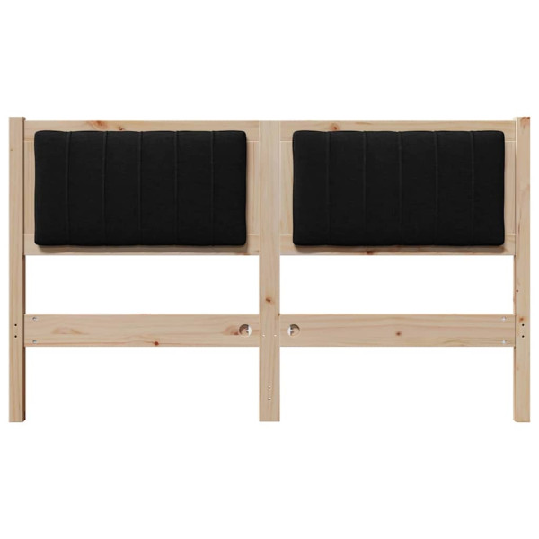 Cabecero tapizado Marrón 140 cm Madera de Pino Sólido y Tela M 4