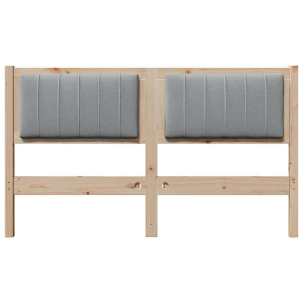Cabecero tapizado Marrón 135 cm Madera de Pino Sólido y Tela M 4