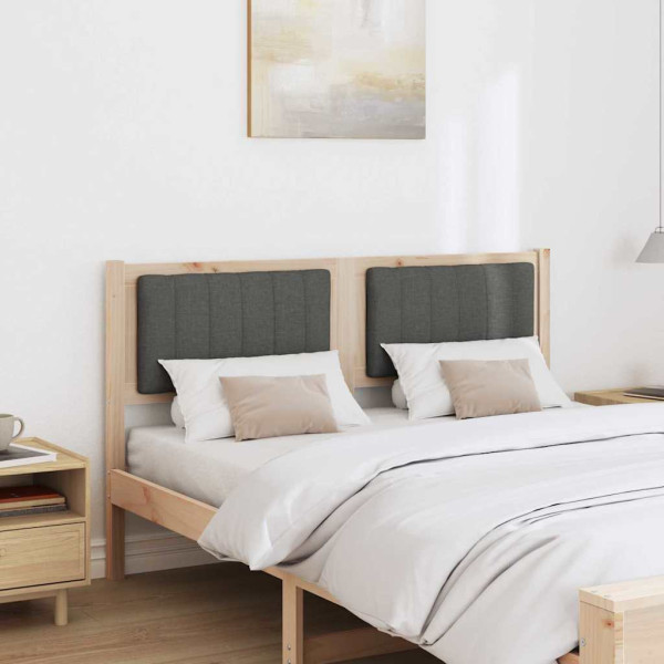 Cabecero tapizado Marrón 135 cm Madera de Pino Sólido y Tela M 3