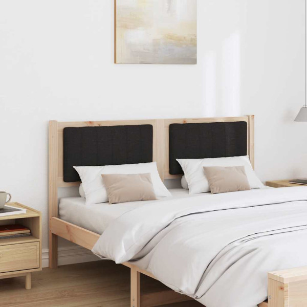 Cabecero tapizado Marrón 135 cm Madera de Pino Sólido y Tela M 3