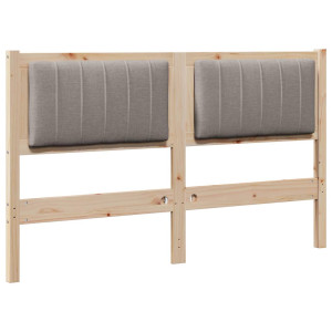 Cabecero tapizado Marrón 135 cm Madera de Pino Sólido y Tela H