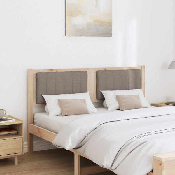 Cabecero tapizado Marrón 135 cm Madera de Pino Sólido y Tela M 3