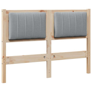 Cabecero tapizado Marrón 120 cm Madera de Pino Sólido y Tela H