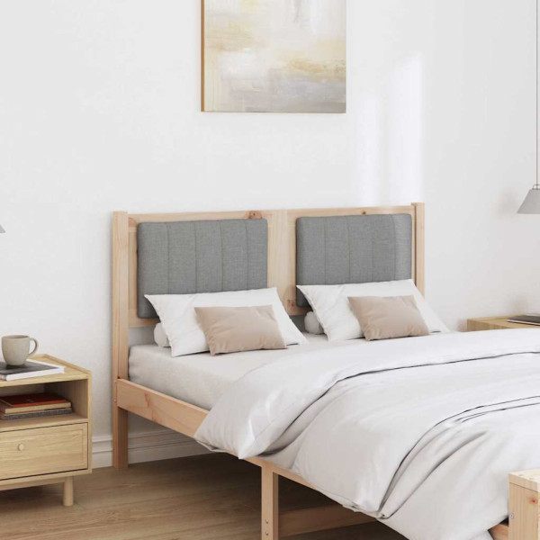 Cabecero tapizado Marrón 120 cm Madera de Pino Sólido y Tela M 3
