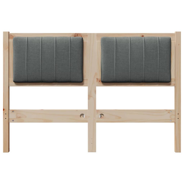 Cabecero tapizado Marrón 120 cm Madera de Pino Sólido y Tela M 4