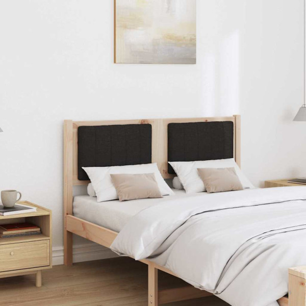 Cabecero tapizado Marrón 120 cm Madera de Pino Sólido y Tela M 3