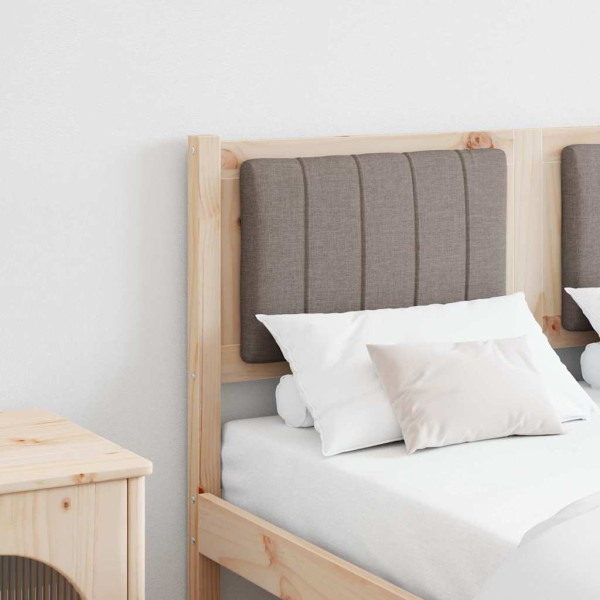 Cabecero tapizado Marrón 120 cm Madera de Pino Sólido y Tela D