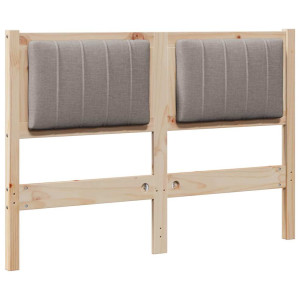 Cabecero tapizado Marrón 120 cm Madera de Pino Sólido y Tela H