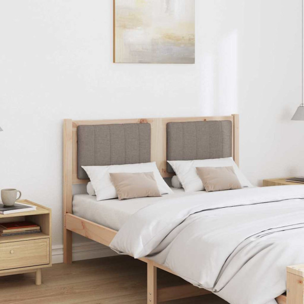 Cabecero tapizado Marrón 120 cm Madera de Pino Sólido y Tela M 3