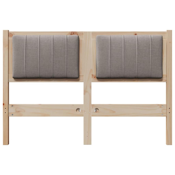 Cabecero tapizado Marrón 120 cm Madera de Pino Sólido y Tela M 4
