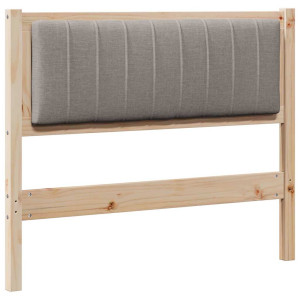 Cabecero tapizado Marrón 100 cm Madera de Pino Sólido y Tela H