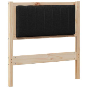 Cabecero tapizado Marrón 80 cm Madera de Pino Sólido y Tela H