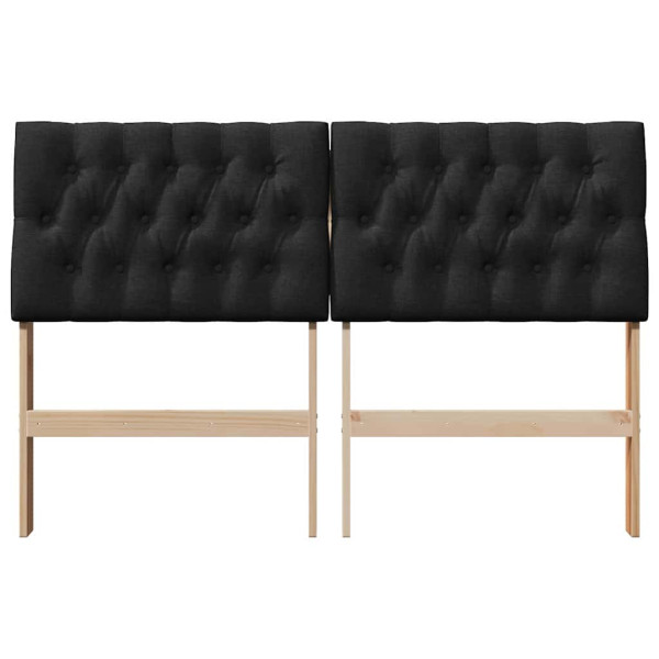 Cabecero tapizado Negro 150 cm Madera de pino macizo M 4