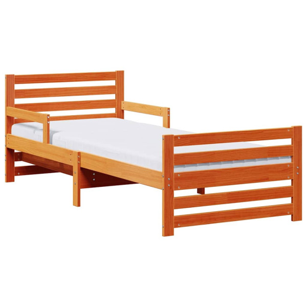Estructura de cama con colchón Marrón cera 80 x 200 cm M 2