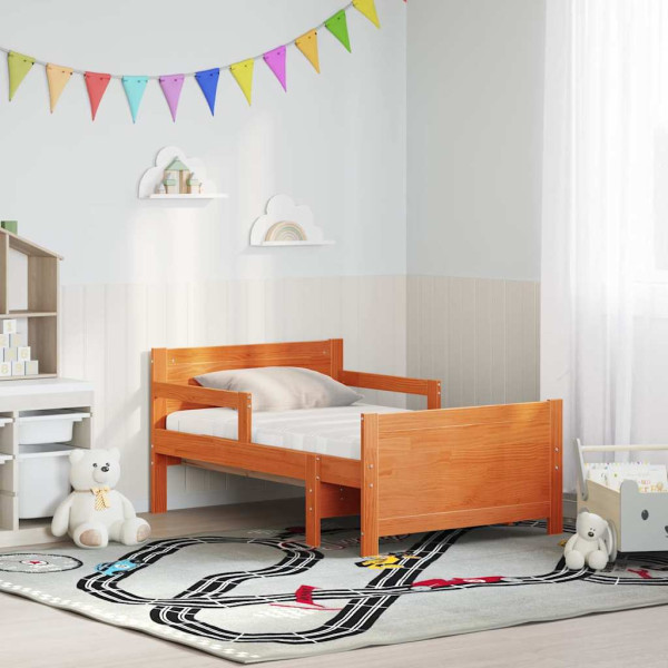 Estructura de cama con colchón Marrón cera 80 x 200 cm M 3