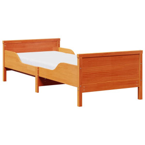Estructura de cama con colchón Marrón cera 80 x 200 cm H