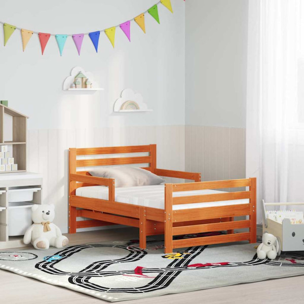 Estructura de cama con colchón Marrón cera 80 x 200 cm M 3