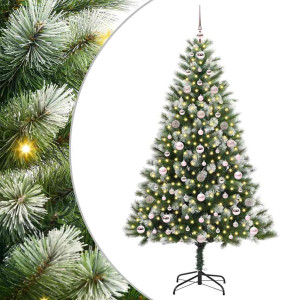 Árbol de Navidad Artificial Plegable con Nieve Esponjosa 180 cm H