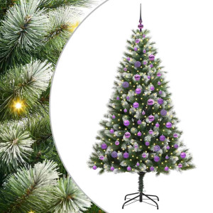 Árbol de Navidad Artificial Plegable con Nieve Esponjosa 180 cm H
